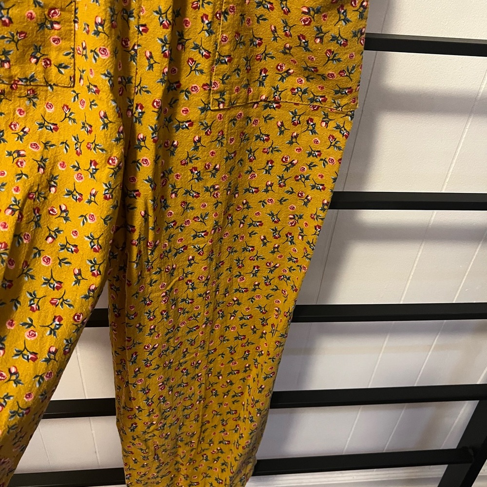 Handmade Floral Print Mustard Yellow Overalls Jumpsuit - Picture 2 of 8
